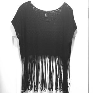 Black fringe crop top